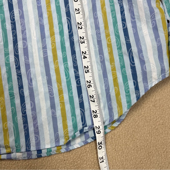 Robert Graham Shirt Men’s L / XL Blue Striped Long Sleeve Button Up Cotton Silk - Picture 3 of 10